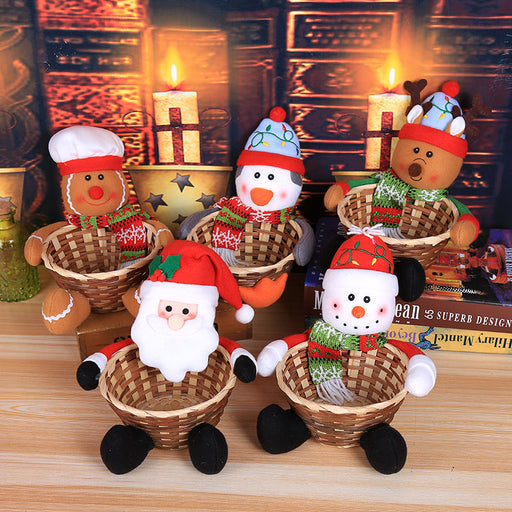 5 Pcs Christmas Candy Box Basket Holders Santa Gingerbread Snowman Crafts Bulk