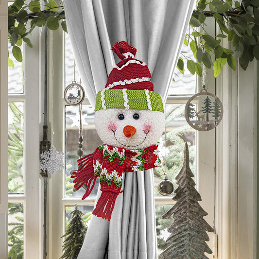 Christmas Curtain Tiebacks, Santa & Snowman Plush Curtain Holders for Holiday Decor