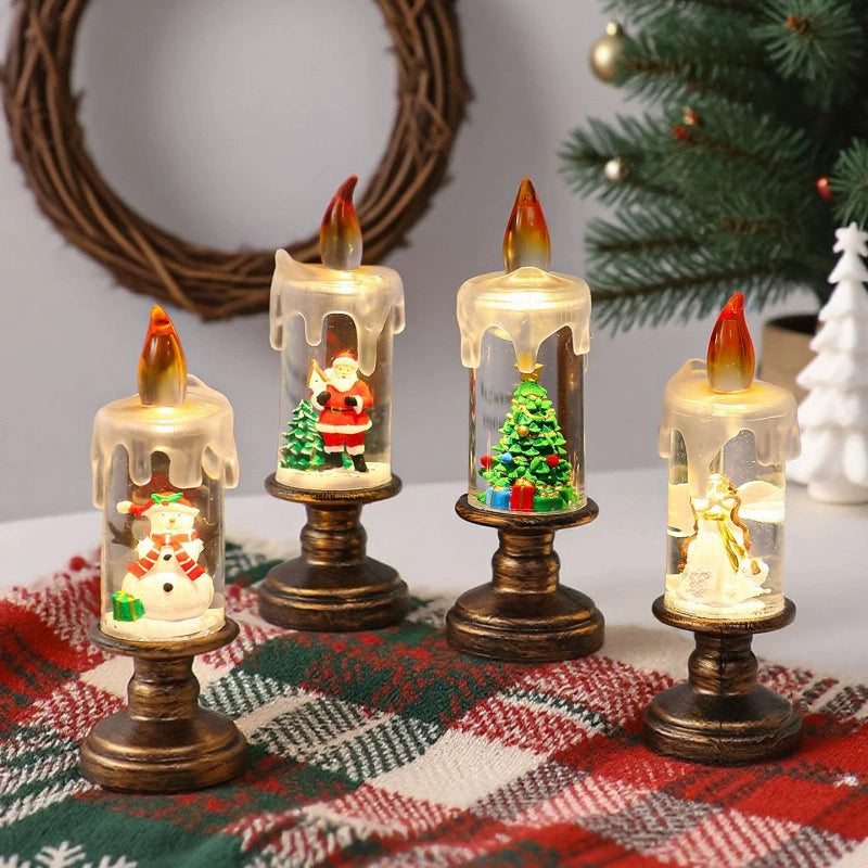Christmas Decor Candle Snow Globe Lights - Festive Gifts