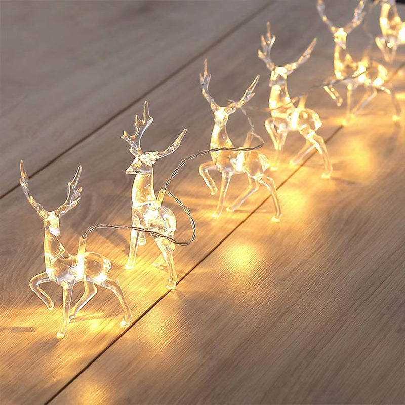 LED Christmas Lights Deer Shape Bulk Set, 10 Pcs, Warm White, Outdoor Decorative String Lights