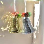 Christmas Disco Bell Ornaments Bulk Set, Groovy Holiday Decorations, Multiple Colors, Durable Plastic