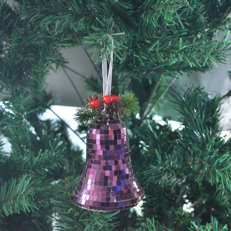 Christmas Disco Bell Ornaments Bulk Set, Groovy Holiday Decorations, Multiple Colors, Durable Plastic
