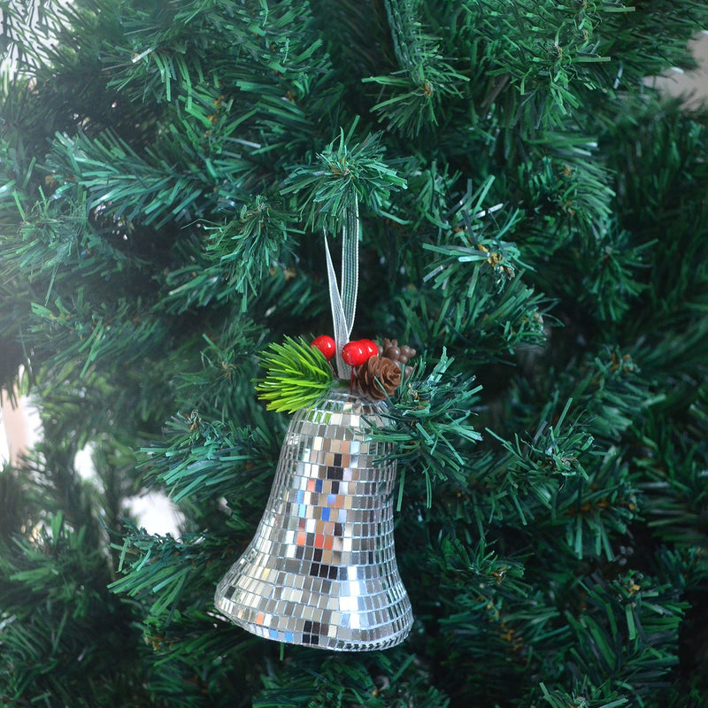 Christmas Disco Bell Ornaments Bulk Set, Groovy Holiday Decorations, Multiple Colors, Durable Plastic