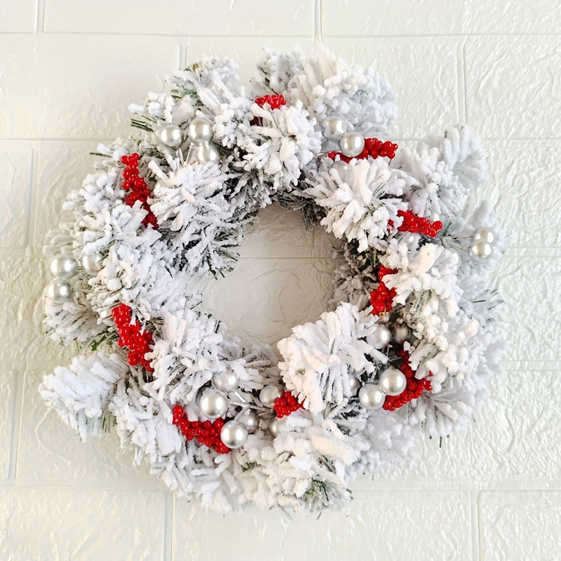 Christmas Frosted Red Berry Candle Wreath Bulk Holiday Decor for Fireplace Dining Table