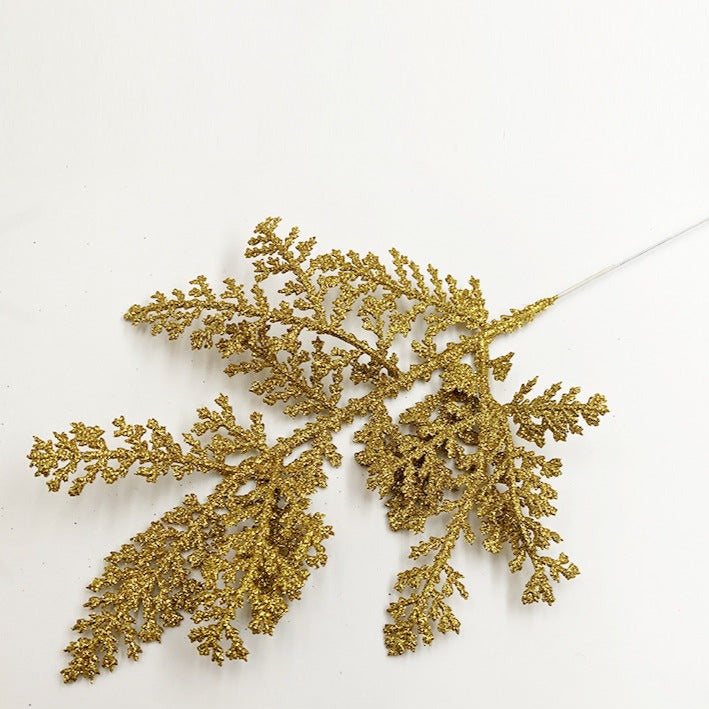 12 Inch 12 Pcs Artificial Pine Needle Twig Picks with Glitter for Christmas Tree Ornaments Fillers