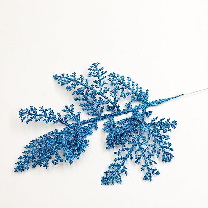 12 Inch 12 Pcs Artificial Pine Needle Twig Picks with Glitter for Christmas Tree Ornaments Fillers