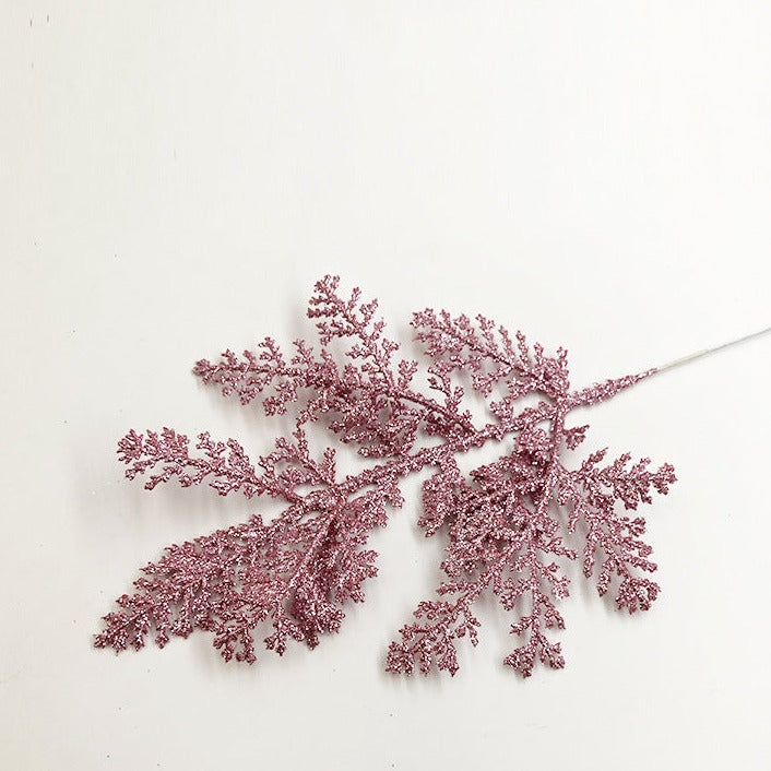12 Inch 12 Pcs Artificial Pine Needle Twig Picks with Glitter for Christmas Tree Ornaments Fillers