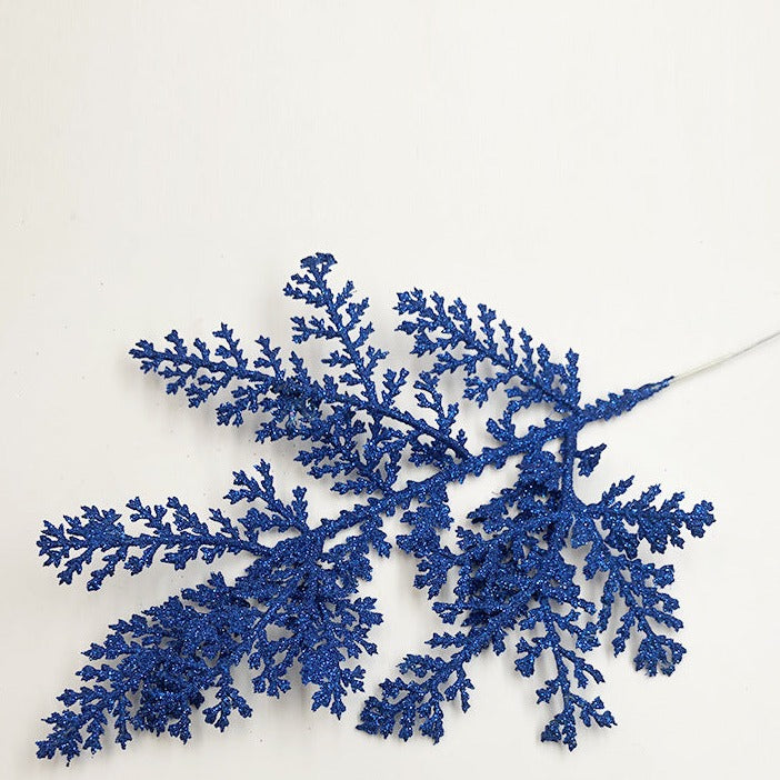 12 Inch 12 Pcs Artificial Pine Needle Twig Picks with Glitter for Christmas Tree Ornaments Fillers