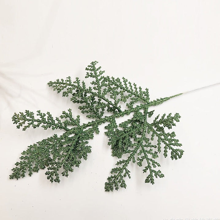 12 Inch 12 Pcs Artificial Pine Needle Twig Picks with Glitter for Christmas Tree Ornaments Fillers