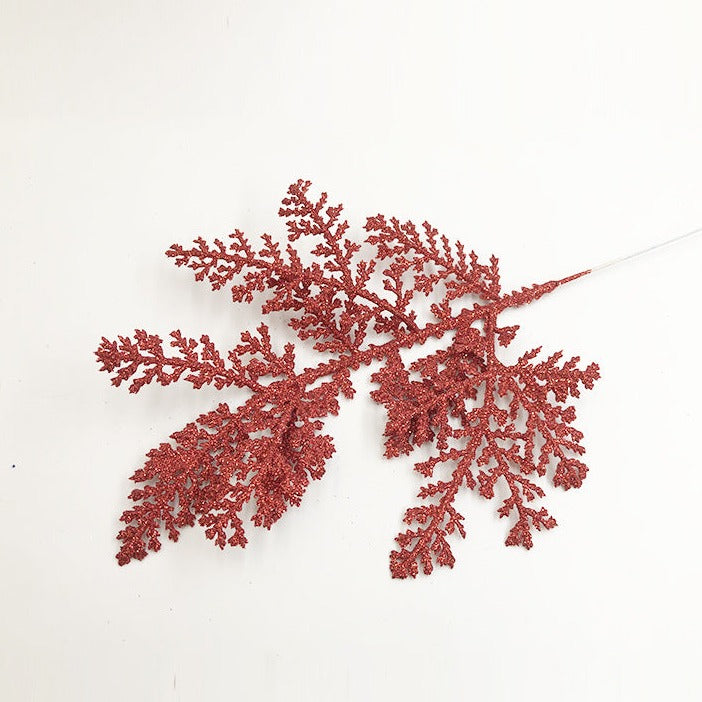 12 Inch 12 Pcs Artificial Pine Needle Twig Picks with Glitter for Christmas Tree Ornaments Fillers