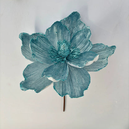 Christmas Glitter Flower Decoration, 12.6×8.7 Inch Sparkly Artificial Flower for Holiday Party & Window Display