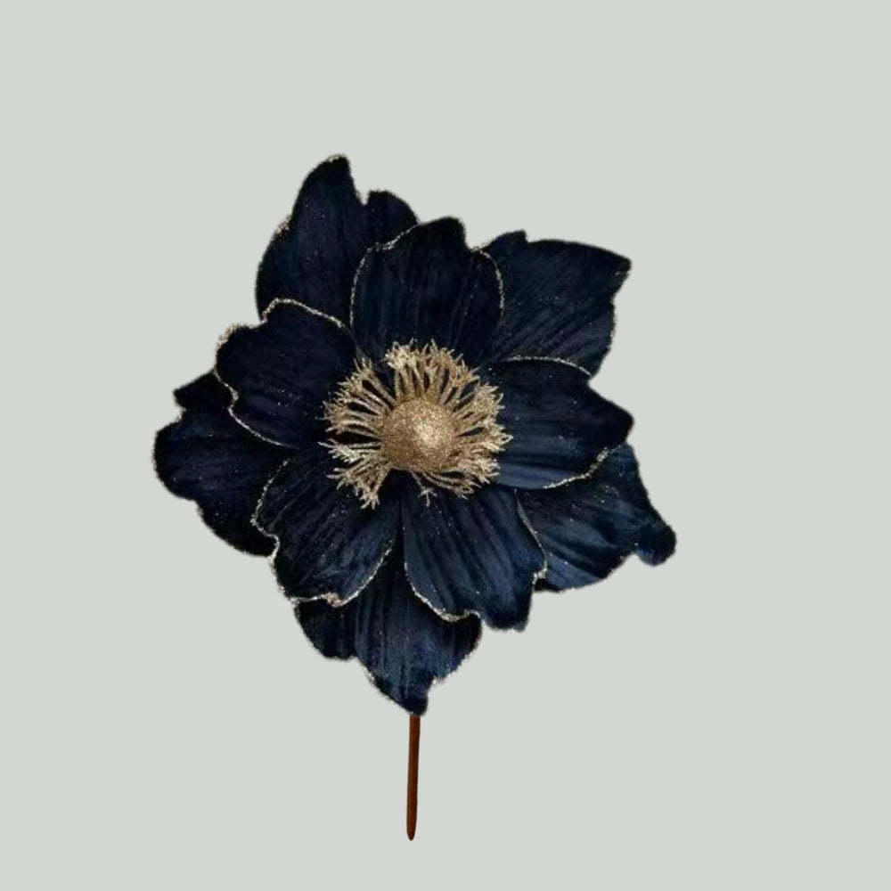 Christmas Glitter Flower Decoration, 12.6×8.7 Inch Sparkly Artificial Flower for Holiday Party & Window Display