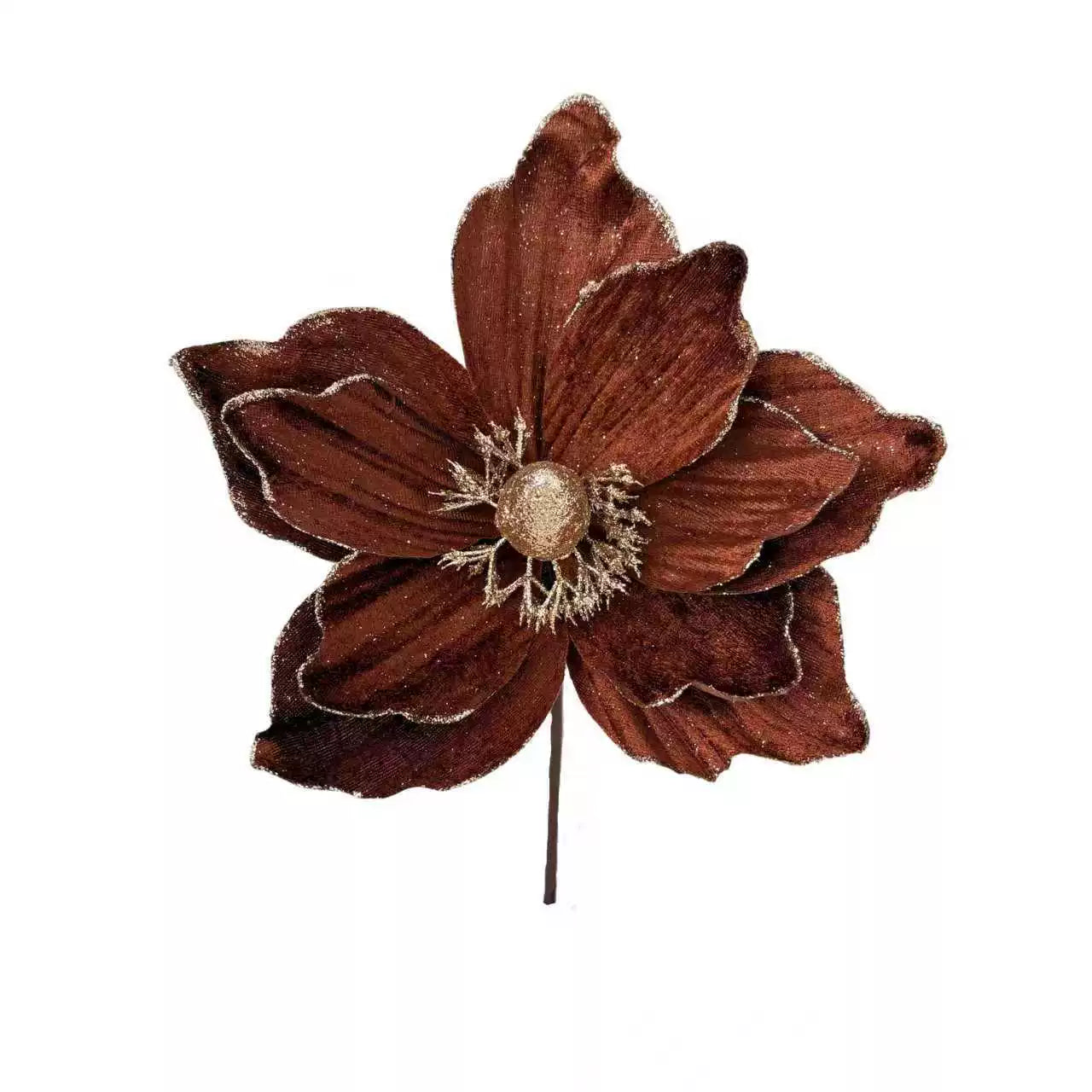 Christmas Glitter Flower Decoration, 12.6×8.7 Inch Sparkly Artificial Flower for Holiday Party & Window Display