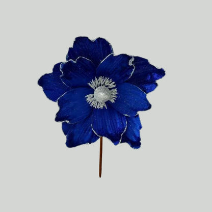 Christmas Glitter Flower Decoration, 12.6×8.7 Inch Sparkly Artificial Flower for Holiday Party & Window Display