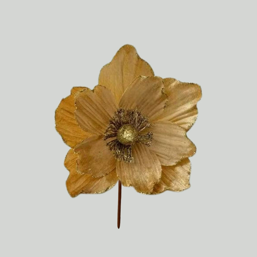 Christmas Glitter Flower Decoration, 12.6×8.7 Inch Sparkly Artificial Flower for Holiday Party & Window Display