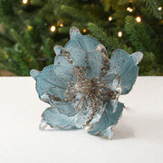 10 Pcs Large Retro Christmas Poinsettia Stems 18 Inch Glitter Artificial Flower Decorations