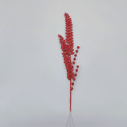 30 Inch Extra Long Glitter Leaf Stems Branches with Holly Berry, Bulk Artificial Floral Stems