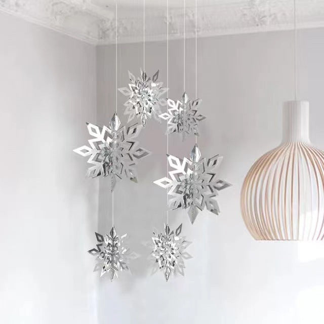 3D Iridescent Christmas Hanging Snowflake Decorations Bulk Wholesale Set