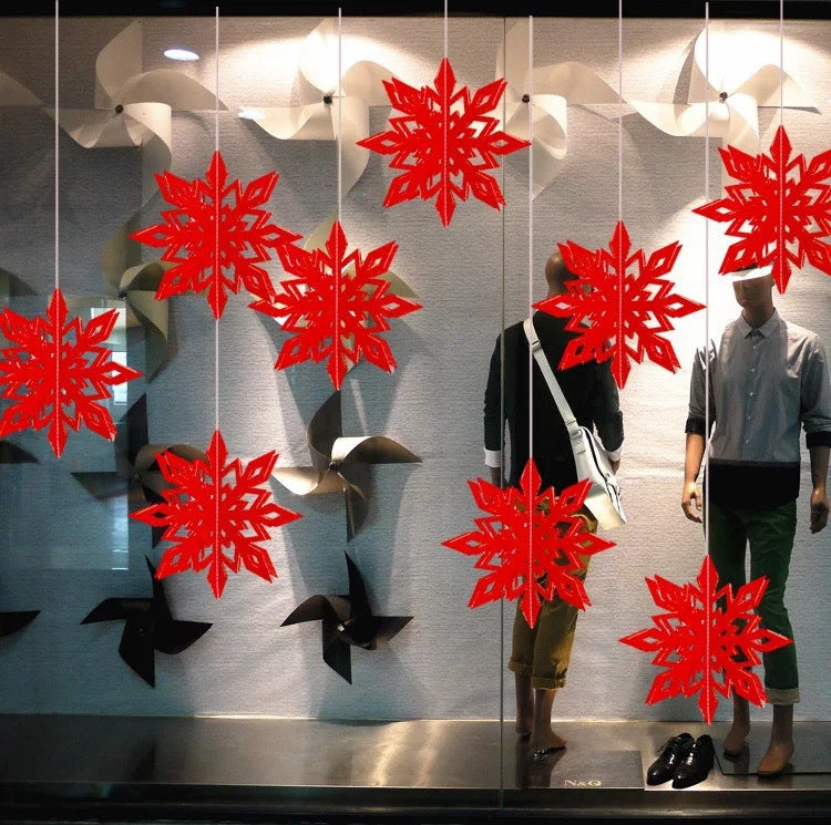 3D Iridescent Christmas Hanging Snowflake Decorations Bulk Wholesale Set
