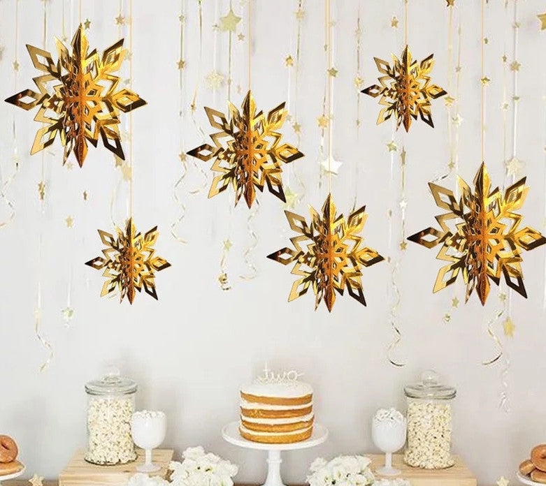 3D Iridescent Christmas Hanging Snowflake Decorations Bulk Wholesale Set