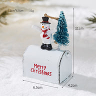 Christmas Iron Mailbox Decor (4.3”) - Santa/Snowman/Moose Holiday Tabletop & Window Display