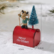 Christmas Iron Mailbox Decor (4.3”) - Santa/Snowman/Moose Holiday Tabletop & Window Display
