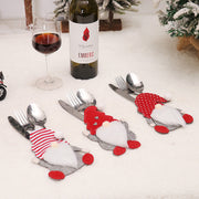 3 Pcs Christmas Santa Knife and Fork Covers Holiday Tableware Decor