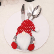 3 Pcs Christmas Santa Knife and Fork Covers Holiday Tableware Decor