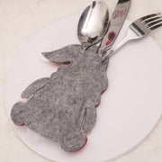 3 Pcs Christmas Santa Knife and Fork Covers Holiday Tableware Decor