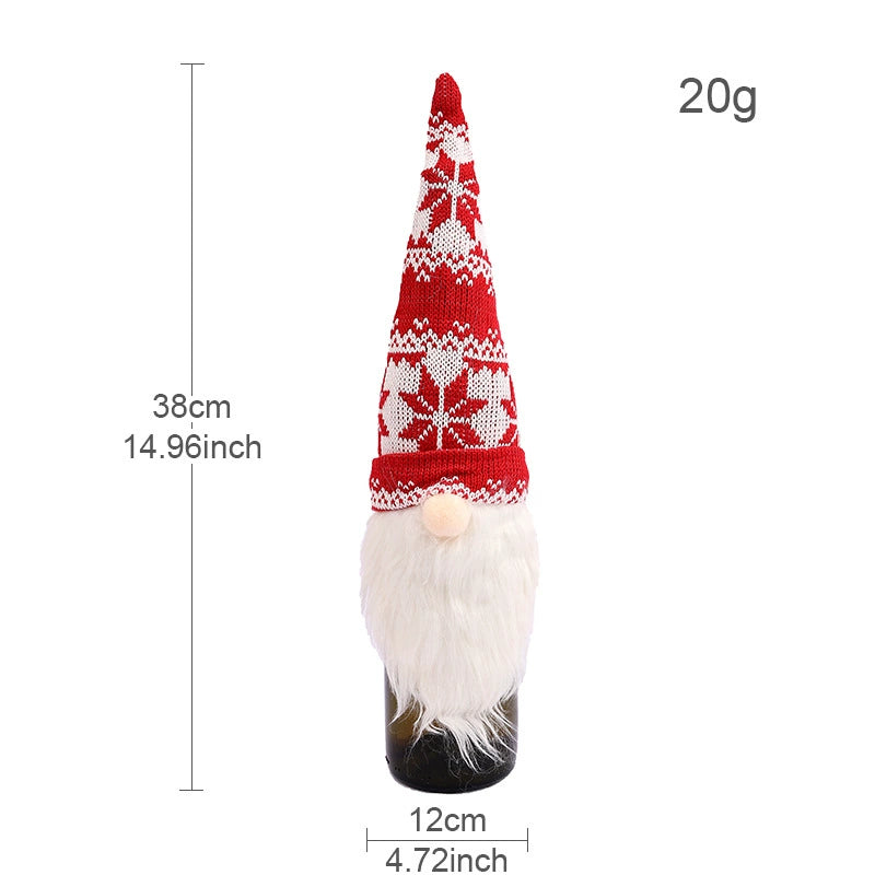 Christmas Knitted Gnome Wine Bottle Covers - Table Decor