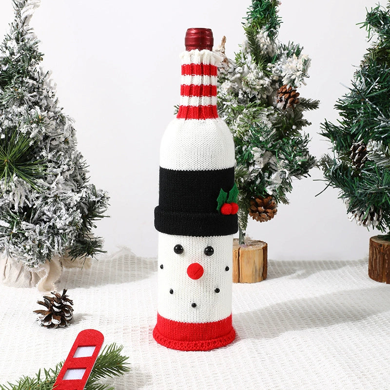 Christmas Knitted Wine Bottle Covers - Santa, Snowman & Reindeer