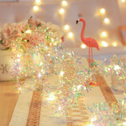 9.8FT Pre-lit Christmas Tinsel Garland, Shiny Twist, Bulk Hanging Decoration