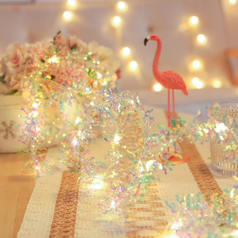 9.8FT Pre-lit Christmas Tinsel Garland, Shiny Twist, Bulk Hanging Decoration