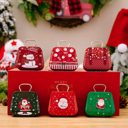 Christmas Mini Tin Handbag Candy Boxes - Holiday Kids Gift Party Favors