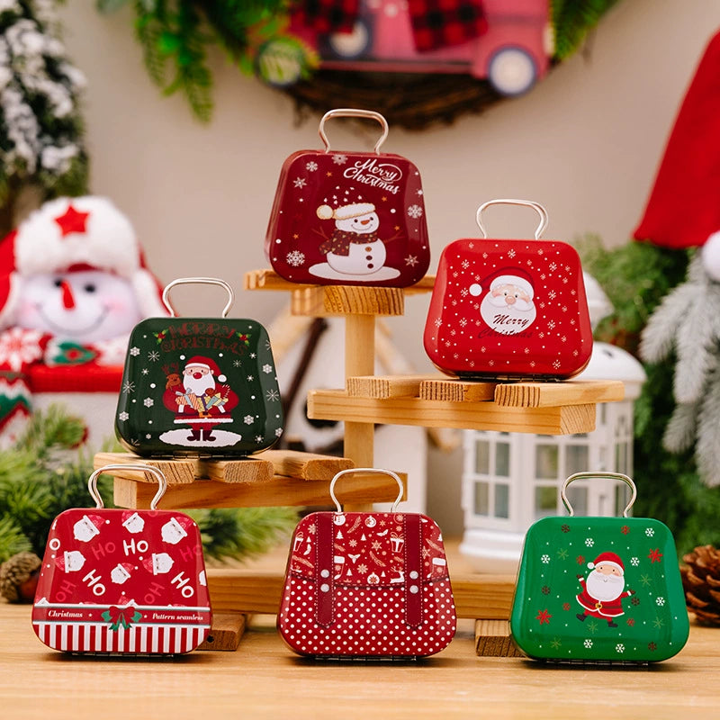 Christmas Mini Tin Handbag Candy Boxes - Holiday Kids Gift Party Favors