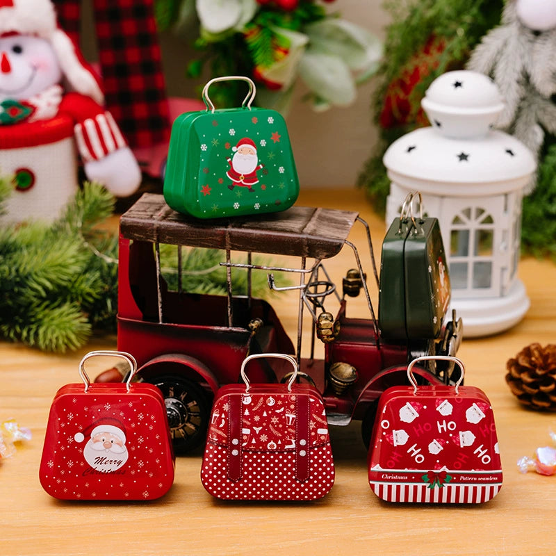 Christmas Mini Tin Handbag Candy Boxes - Holiday Kids Gift Party Favors