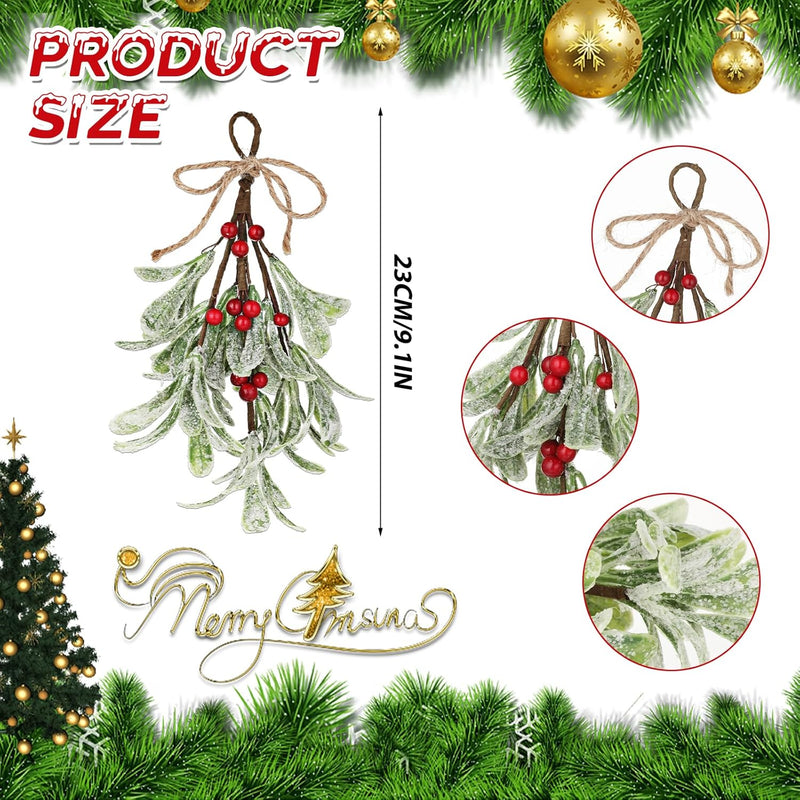 4 Pcs Artificial Christmas Mistletoe Hanging Ornaments Bulk Decor