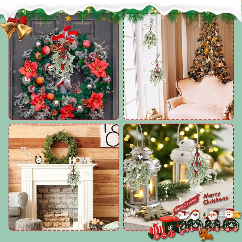 4 Pcs Artificial Christmas Mistletoe Hanging Ornaments Bulk Decor