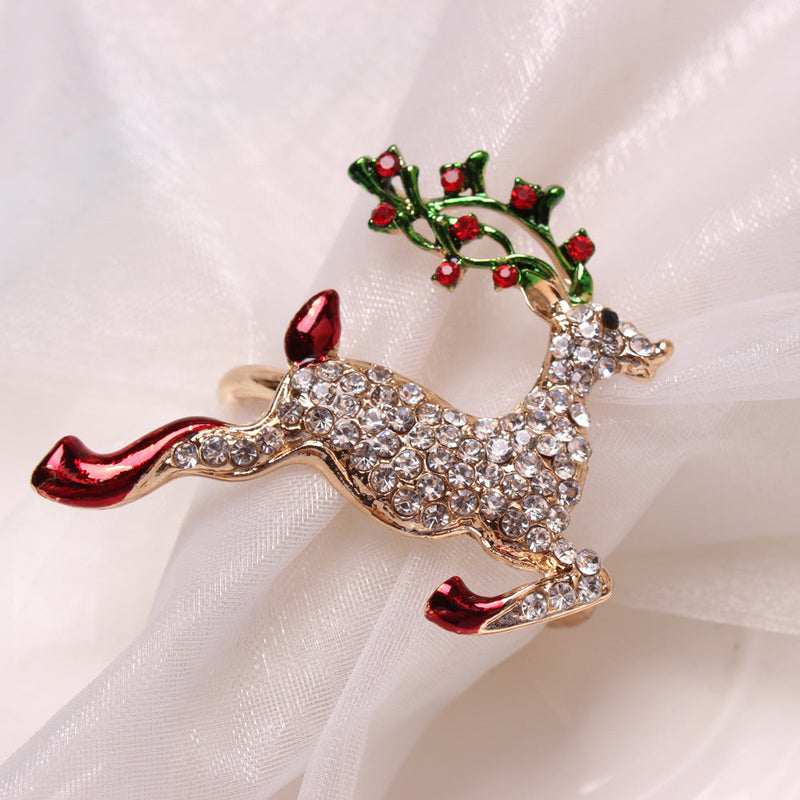 6 Pcs Christmas Napkin Ring Holders Set – Holiday Table Decor, Bulk Pack
