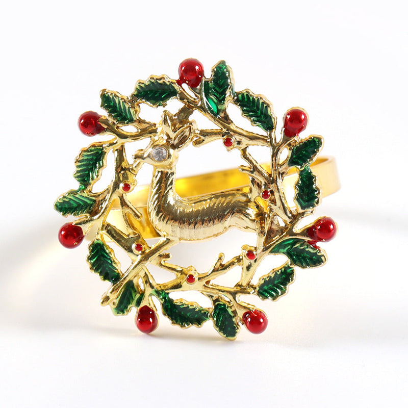 6 Pcs Christmas Napkin Ring Holders Set – Holiday Table Decor, Bulk Pack