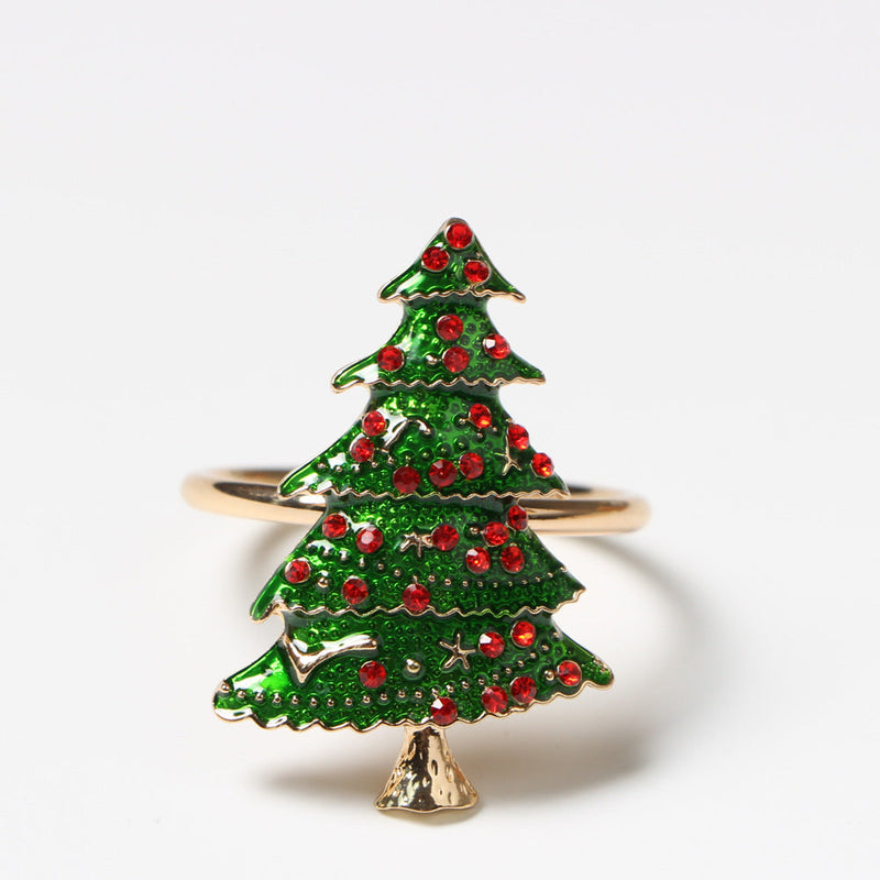 6 Pcs Christmas Napkin Ring Holders Set – Holiday Table Decor, Bulk Pack