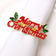 6 Pcs Christmas Napkin Ring Holders Set – Holiday Table Decor, Bulk Pack