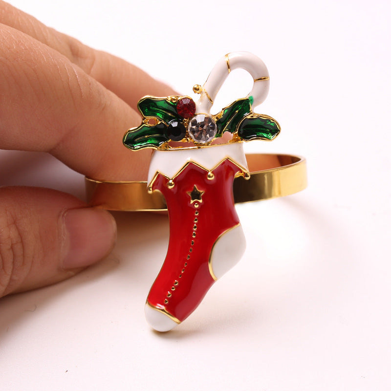 6 Pcs Christmas Napkin Ring Holders Set – Holiday Table Decor, Bulk Pack