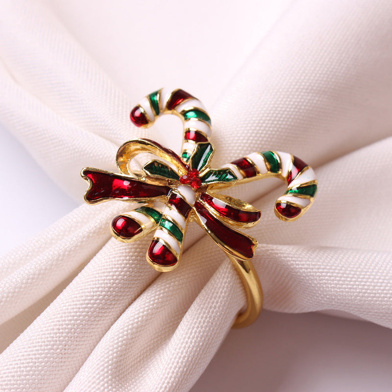 6 Pcs Christmas Napkin Ring Holders Set – Holiday Table Decor, Bulk Pack