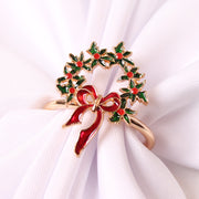 6 Pcs Christmas Napkin Ring Holders Set – Holiday Table Decor, Bulk Pack