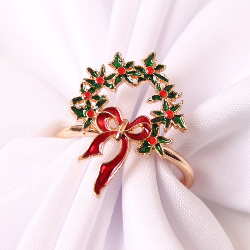 6 Pcs Christmas Napkin Ring Holders Set – Holiday Table Decor, Bulk Pack