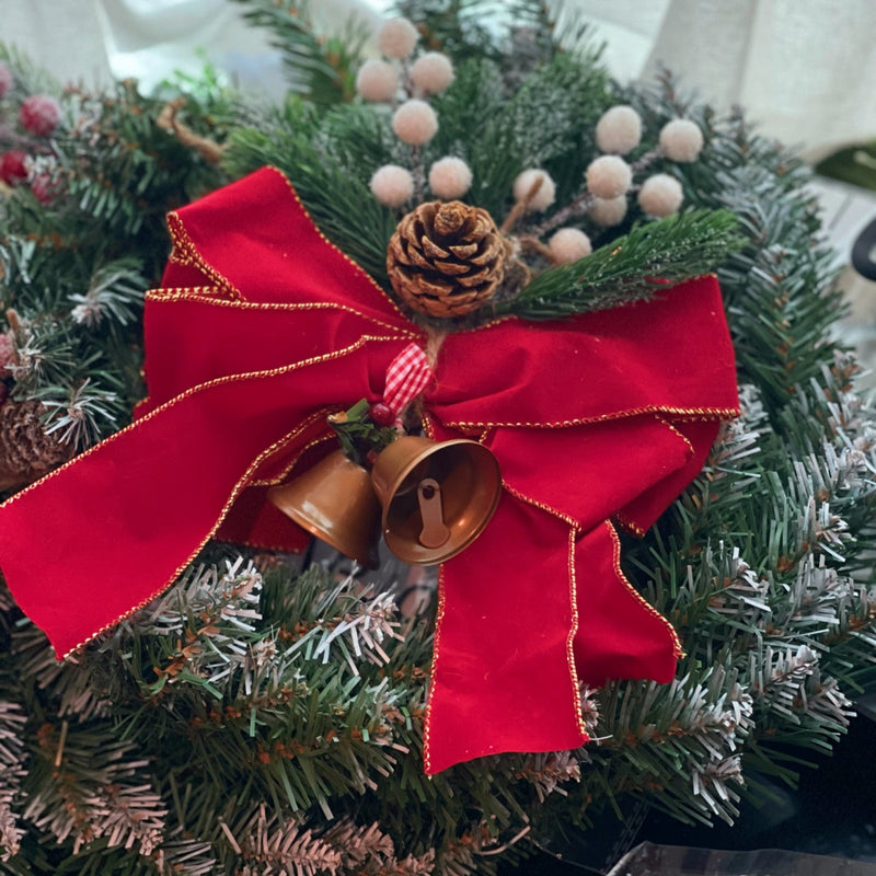 Velvet Christmas Ornament Bows, 12 Pcs Hanging Decorations, Red Artificial Velvet