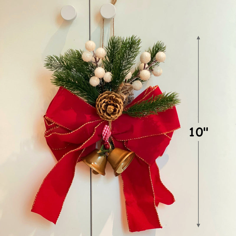 Velvet Christmas Ornament Bows, 12 Pcs Hanging Decorations, Red Artificial Velvet