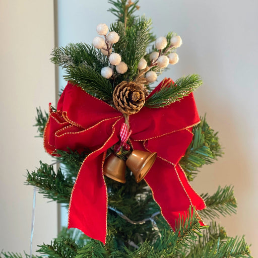 Velvet Christmas Ornament Bows, 12 Pcs Hanging Decorations, Red Artificial Velvet