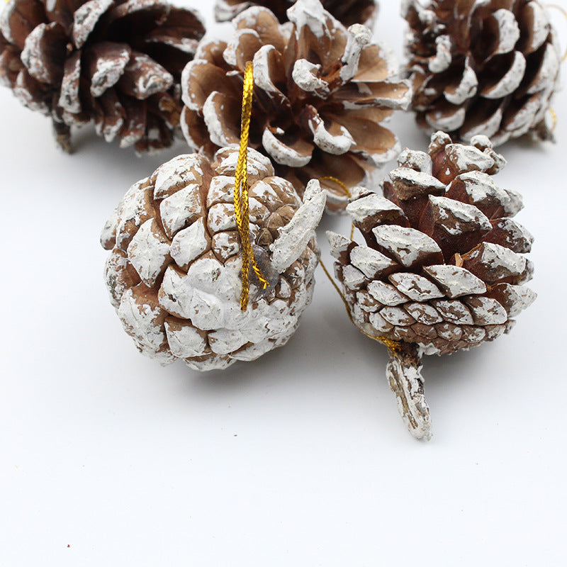 60 Pcs Artificial Snow Pine Cones Christmas Decorations for Tree Garland Wreath Winter Holidays